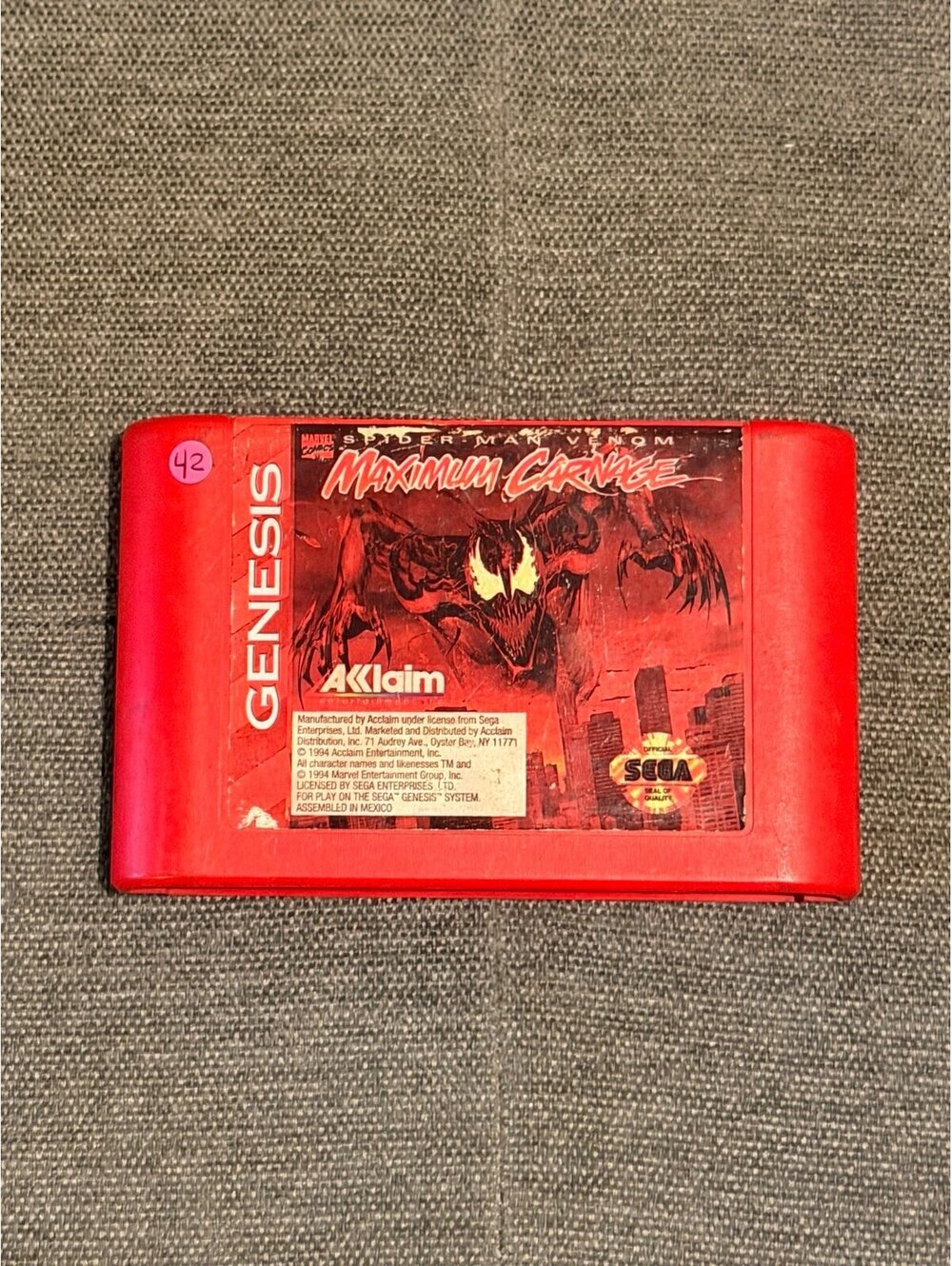 Spiderman Venom Maximum Carnage for Sega Genesis